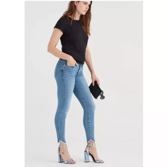 7 For All Mankind Luxe Vintage The Ankle Skinny in Flora Sz 32 Women’s Scalloped - Picture 11 of 11
